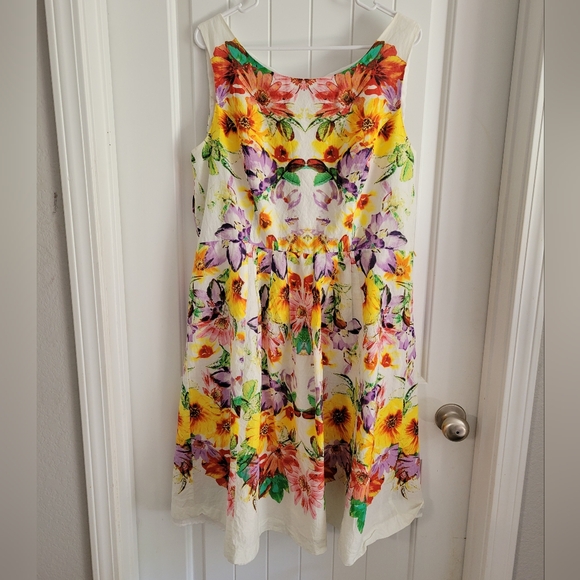 Robbie Bee Sleeveless Floral Dress Cotton Fully Lined - Picture 1 of 3
